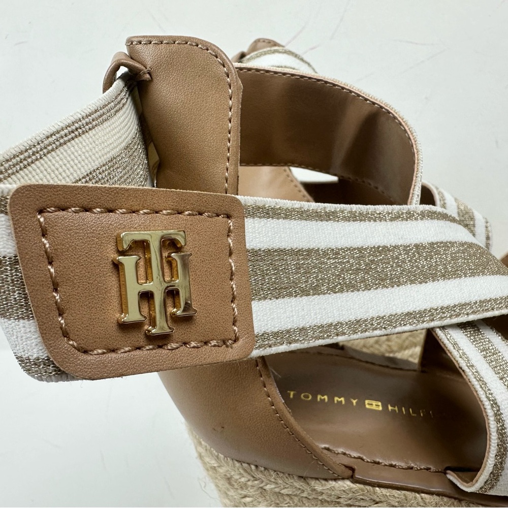 TOMMY HILFIGER Sz 9 Beige THEIA Espadrille SLIP ON Platform Wedge Sandal NWOB - Picture 6 of 9